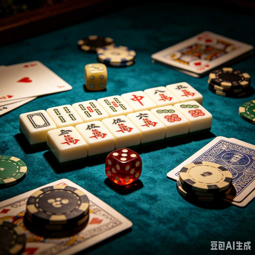 mahjong set with dice and chips
